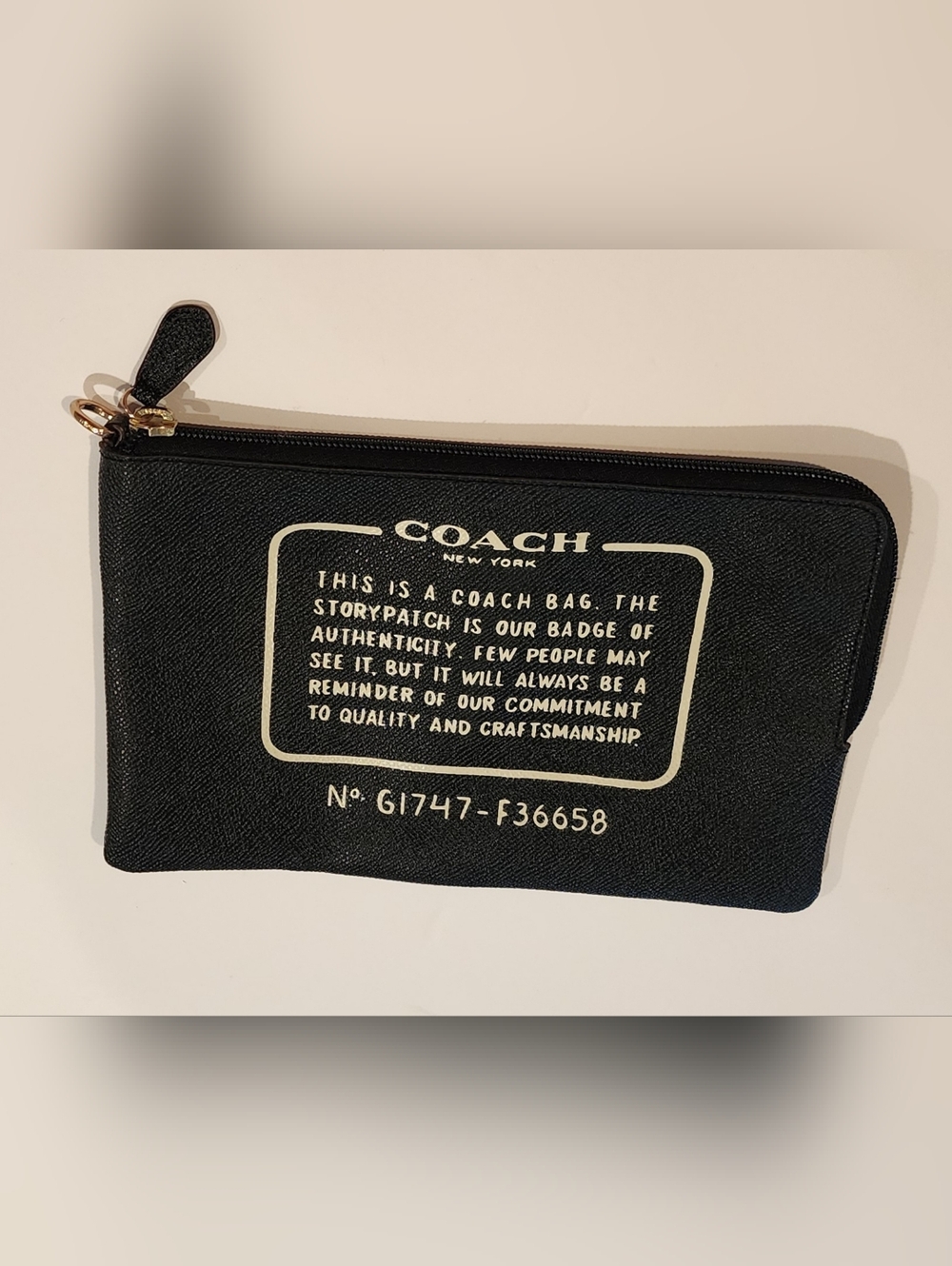 Coach Black Leather Storypatch Zip Pouch